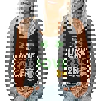 I Luckin Fove Beer Funny St Pattys Day Go Lucky Gifts Women Tank Top Basic Casual Daily Weekend Graphic - Seseable