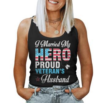 I Married My Hero Proud Veterans Husband Wife Mother Father Women Tank Top Basic Casual Daily Weekend Graphic - Seseable