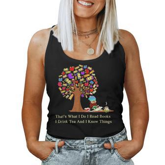 I Read Books I Drink Tea And I Know Thing Owl Lover Women Tank Top Basic Casual Daily Weekend Graphic - Seseable