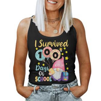 I Survived 100 Days Of School Funny Gnomes Teacher Kids Gift Women Tank Top Basic Casual Daily Weekend Graphic - Seseable