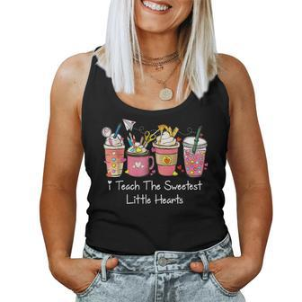 I Teach The Sweetest Hearts Coffee Teacher Valentines Day Women Tank Top Basic Casual Daily Weekend Graphic - Seseable
