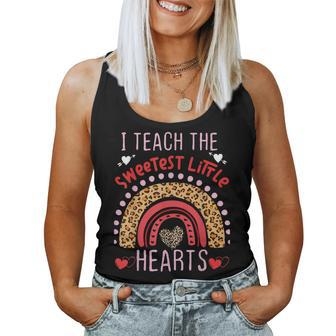 I Teach The Sweetest Hearts Rainbow Teacher Valentines Day V6 Women Tank Top Basic Casual Daily Weekend Graphic - Seseable