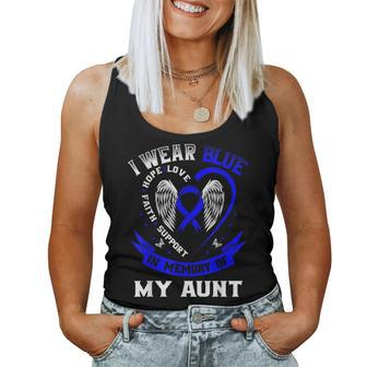 I Wear Blue In Memory Of My Aunt Colon Cancer Awareness Women Tank Top Basic Casual Daily Weekend Graphic - Seseable
