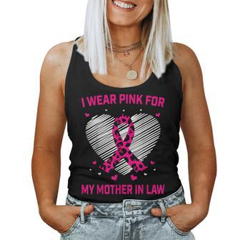 I Wear Pink For My Mother In Law Breast Cancer Awareness Women Tank Top Basic Casual Daily Weekend Graphic - Seseable