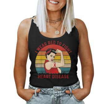 I Wear Red To Fight Heart Disease Awareness Chd Mom Day Gift Women Tank Top Basic Casual Daily Weekend Graphic - Seseable