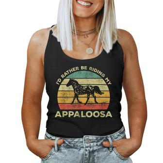 Id Rather Be Riding My Appaloosa Horse Vintage Horse Gift Women Tank Top Basic Casual Daily Weekend Graphic - Seseable