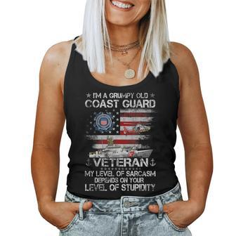 Im A Grumpy Old Coast Guard Veteran For Mens Womens Women Tank Top Basic Casual Daily Weekend Graphic - Seseable