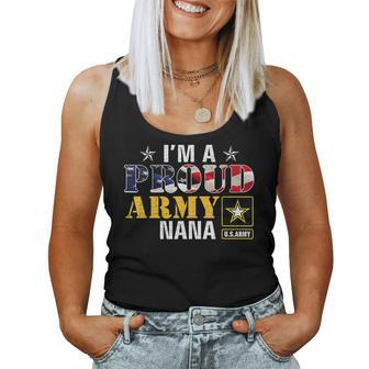 Im A Proud Army Nana American Flag Military Gift Veteran Women Tank Top Basic Casual Daily Weekend Graphic - Seseable