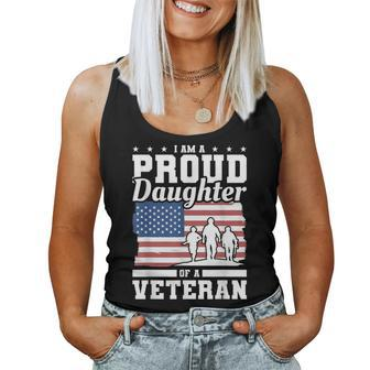 Im A Proud Daughter Of A Veteran American Flag Veterans Day Women Tank Top Basic Casual Daily Weekend Graphic - Seseable
