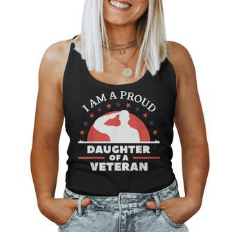 Im A Proud Daughter Of A Veteran Veterans Day Women Tank Top Basic Casual Daily Weekend Graphic - Seseable