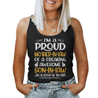Im A Proud Mother In Law Of A Freaking Awesome Son In Law Women Tank Top Basic Casual Daily Weekend Graphic - Seseable