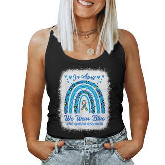 In April We Wear Blue Autism Awareness Month Leopard Rainbow  Women Tank Top Basic Casual Daily Weekend Graphic