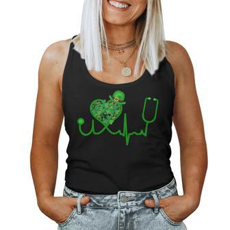 Irish Nurse St Patricks Day Shirt Stethoscope Heartbeat Women Tank Top | Mazezy
