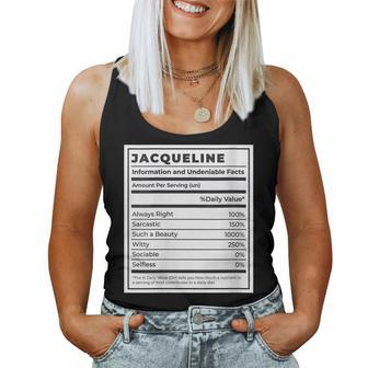 Womens Jacqueline Nutrition Facts Custom Name Women Tank Top | Mazezy CA