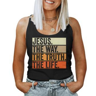 Jesus The Way Truth Life Christian Worship Bible Preacher Women Tank Top | Mazezy