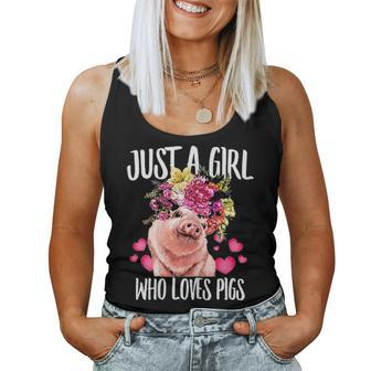 Just A Girl Who Loves Pigs Lover Dad Mom Funny Kidding Women Tank Top Basic Casual Daily Weekend Graphic - Seseable