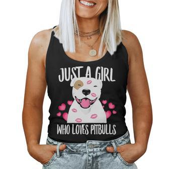 Just A Girl Who Loves Pitbulls Pitty Dog Puppy Dad Mom Women Tank Top Basic Casual Daily Weekend Graphic - Seseable