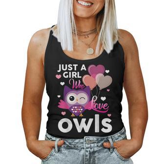 Just A Girl Who Love Owls Owl Mom Women Tank Top | Mazezy
