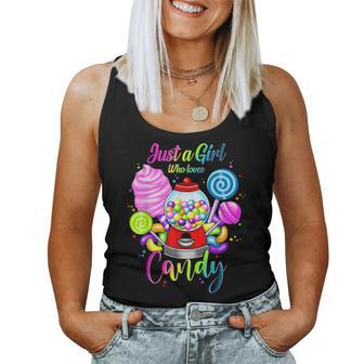 Just A Girl Who Loves Candy Rainbow Sweets Tester Women Tank Top | Mazezy