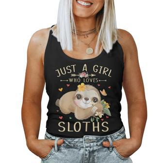 Just A Girl Who Loves Sloths Cute Sloth Lover Girls Kids Women Tank Top | Mazezy