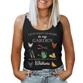 I Just Want To Work In My Garden And Hang Out Chicken Women Tank Top | Mazezy