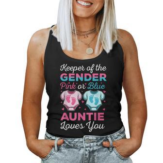 Keeper Of The Gender Auntie Loves You Baby Announcement Aunt Women Tank Top | Mazezy