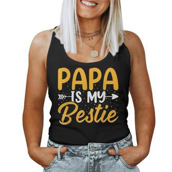 Kids Papa Is My Bestie - Son And Daughter Funny Fathers Day Women Tank Top Basic Casual Daily Weekend Graphic - Thegiftio UK