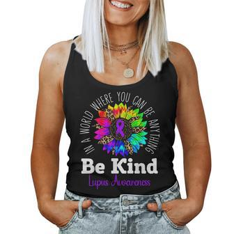 Be Kind Purple Ribbon Sunflower Lupus Awareness Women Tank Top | Mazezy