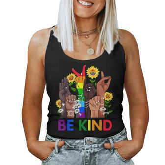 Be Kind Sign Language Hand Talking Lgbtq Gay Les Pride Asl Women Tank Top | Mazezy