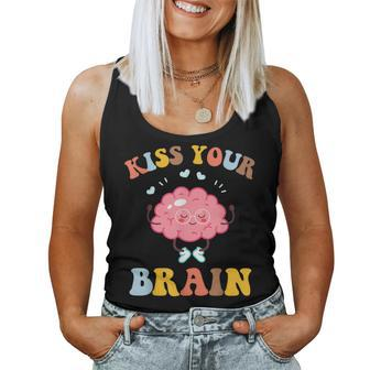 Kiss Your Brain Cute Teacher Appreciation Back To School Women Tank Top Basic Casual Daily Weekend Graphic - Thegiftio UK