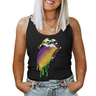 Leopard Lip With Tongue Out Women Love Mardi Gras Parade Women Tank Top | Mazezy