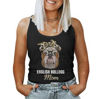 Leopard Plaid English Bulldog Mom Women Tank Top | Mazezy