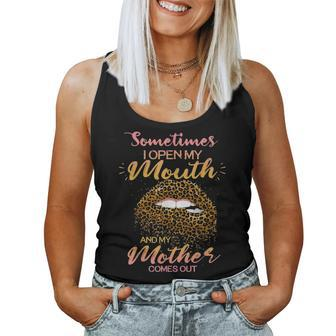 Leopard Plaid Sometimes I Open My Mouth My Mother Comes Out Women Tank Top Basic Casual Daily Weekend Graphic - Seseable
