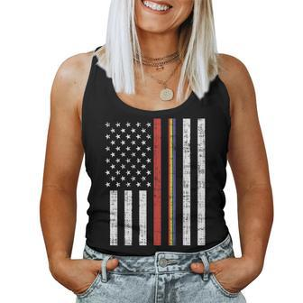 Lgbt Thin Red Line Rainbow America Flag Gay Firefighter Gift Women Tank Top Basic Casual Daily Weekend Graphic - Seseable