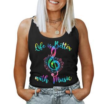 Life Is Better With Music Notes N Girl Women Musician Women Tank Top | Mazezy