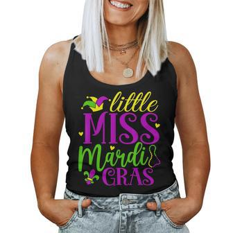 Little Miss Mardi Gras Funny Mardi Gras 2023 Women Tank Top Basic Casual Daily Weekend Graphic - Seseable