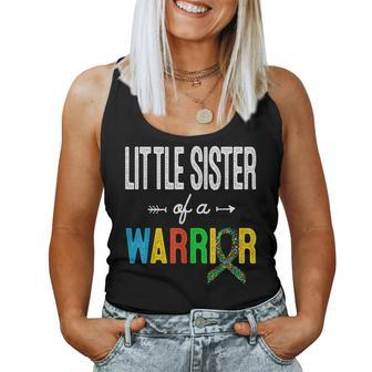 Little Sister Of A Warrior Autism Awareness Support Women Tank Top | Mazezy