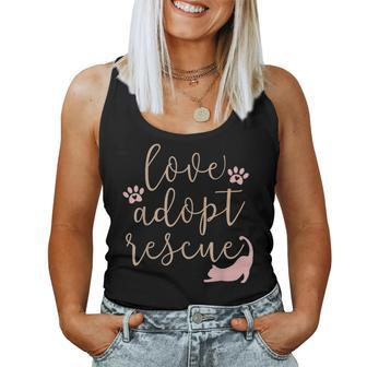 Love Adopt Rescue Cat Pet Owner Rescue Mom Or Dad Women Tank Top Basic Casual Daily Weekend Graphic - Seseable