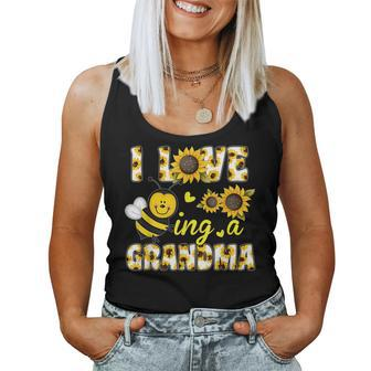I Love Being A Grandma Sunflower Cute Bee Happy Women Tank Top | Mazezy