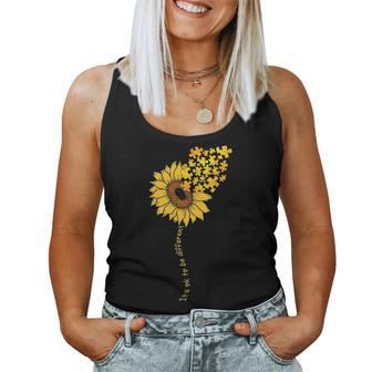 Love Sunflower Puzzle Autism Awareness Mom Daughter Women Tank Top Basic Casual Daily Weekend Graphic - Seseable