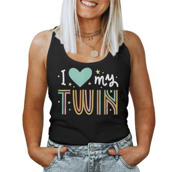I Love My Twin Sister Brother Birth Sayings Twins Birthday Women Tank Top | Mazezy