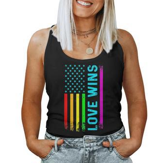 Love Wins Lgbt Lgbt Gay Pride Rainbow Flag Women Tank Top Basic Casual Daily Weekend Graphic - Seseable