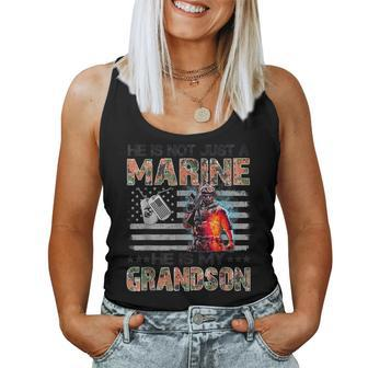 Lovely My Grandson Is A Marine Proud Grandma Proud Grandpa Women Tank Top | Mazezy