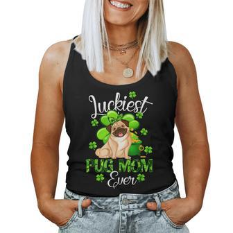 Luckiest Pug Mom Ever St Patricks Day For Dog Lovers Women Tank Top | Mazezy