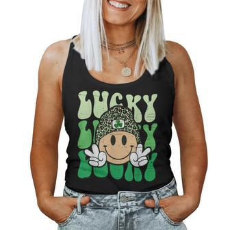 Lucky Leopard Smile Face Meme Funny St Patricks Day Women Women Tank Top Basic Casual Daily Weekend Graphic - Thegiftio UK