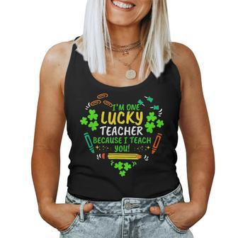 Lucky Teacher Because I Teach You Patricks Day Teaching Women Tank Top Basic Casual Daily Weekend Graphic - Seseable