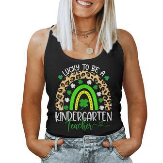 Lucky To Be A Kindergarten Teacher St Patrick Day Women Tank Top Basic Casual Daily Weekend Graphic - Seseable