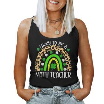Lucky To Be A Math Teacher Rainbow St Patricks Day Women Tank Top Basic Casual Daily Weekend Graphic - Thegiftio UK