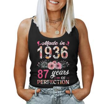 Made In 1936 Floral 87 Year Old 87Th Birthday Women Women Tank Top | Mazezy