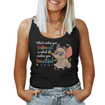 What Makes You Different Autism Awareness Kids Elephant Mom Women Tank Top | Mazezy